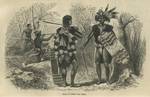 Dayaks, the natives of Borneo in their traditional war dress. Headhunting was an important part of Dayak culture.