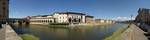 The River Arno in Florence, 180 degree view: the Uffizi Gallery is straight across and the Ponte Vecchio is to the left