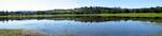 Lake Lagunita in early spring; the Dish is visible in the foothills behind the lake.