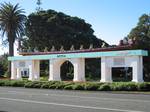 The Aotea canoe remembrance arch in Patea