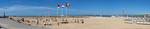 Ostend beach and the promenade pier - panoramic view.