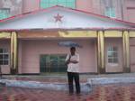 A traveller at Nathu La, just in front of the barbed Chinese border