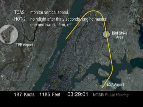 NTSB Animation Flight 1549 Hudson River Landing US Airways