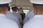 ST. PETERSBURG, Fla. - Vice Adm. Robert C. Parker, Commander, Atlantic Area/Defense Force East, addresses an audience of friends, family and shipmates during an official change-of-command ceremony, at Coast Guard Sector St. Petersburg's South Moorings July 13, 2011. During the ceremony, Cmdr. Troy A. Hosmer relieved Cmdr. Edward M. St. Pierre as commanding officer of Coast Guard Cutter Venturous. U.S. Coast Guard photo by Petty Officer 3rd Class Michael De Nyse. (1315505) ( VENTUROUS COC )