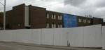 One of the former school buildings being demolished.