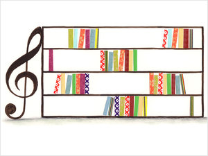 Illustration: A music staff with books on it.