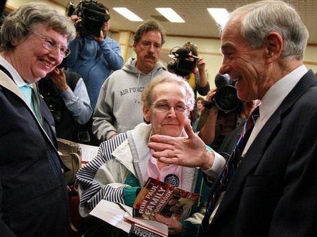 Republican presidential contender Ron Paul campaigning in Atlantic, Iowa, on Thursday (Dec. 29, 2011).