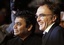 Indian composer A. R. Rahman, left, British director Danny Boyle, right, arrive at the British Academy Film Awards 2009 at The Royal Opera House in London, England, Sunday, Feb. 8, 2009.