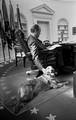 Ford and his golden retriever, Liberty, in the Oval Office, 1974