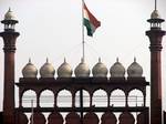 The Indian flag flying from Delhi Gate