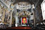 Altar area of the Capilla del Señor de Tlacolula. The parish church, called the Church of “La Asunsión de Nuestra Señora” was founded as a Dominican mission in the mid 16th century.