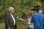 Cr. Wayne Geale, being interviewed by Sky News Australia reporter, Gemma Veness.