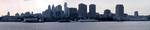 Panoramic view of the Philadelphia skyline from across the Delaware River in Camden, New Jersey.