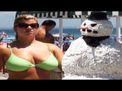 Snowman Prank Scaring Girls at the Beach, Funniest Video Ever