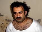 Khalid Sheikh Mohammed shortly after his capture in Pakistan, 2003. Mohammed was allegedly held in a secret CIA prison in Romania prior to his transfer to Guantanamo.