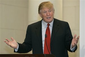 Real estate mogul Donald Trump speaks during a news conference in San Juan, Friday, Feb. 15, 2008. Trump announced he has entered a partnership with a Puerto Rican construction firm to build a US$600 million (€410 million) golf complex on the island's northern coast, that will include 500 residence