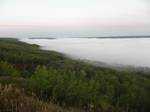 Early morning fog in the Peace River valley. The Peace River area is generally characterized by a continental climate (Köppen climate classification Dfb) with low year-round precipitation.