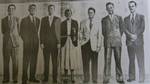 Rosewall (third from right) profiled in a magazine spread in the early 1950s discussing young and rising Australian sportspeople