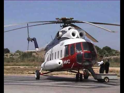 LZ-CAE Mi-8 helicopter takeoff - Gozo (Malta)