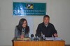 Ms. Tsering Tsomo (R), the director of TCHRD and her assistant Mr. Jampal Monlam during a press conference being held in Dharamshala, India, 23rd January 2012.