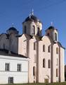 St Nicholas Cathedral, built by Mstislav I near his palace at Yaroslav's Court, Novgorod, contains 12th-century frescoes depicting his illustrious family.