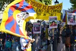 Free Tibet actions: Tibetans and supporters in London, the capital of UK protest against Chinese rule over Tibet, and solidarity with recent self-immolations in Ngaba county, eastern Tibet, 23rd October 2011.