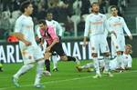 Juventus captain Alessandro Del Piero, with pink jersey, celebrates after scoring during the Italian Cup eight final soccer match between Juventus and AS Roma, in Turin, Italy, Tuesday, Jan. 24, 2012.