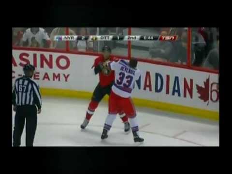 NY Rangers 2 Vs Ottawa Senators 1 Fight - Andre Deveaux Vs Jared Cowen November 9th 2011