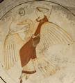 Aphrodite riding a swan: Attic white-ground red-figured kylix, ca. 460, found at Kameiros (Rhodes).