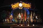 Color guard members perform during the pre-show at the Ringling Brothers and Barnum & Bailey Circus military appreciation night.