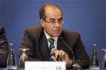 Deputy Chairman of the Libyan Transition National Council (TNC), Mahmoud Jibril, speaks during a ministerial meeting about the G8 Deauville Partnership at the Intercontinental New York Barclay Hotel on East 48th Street in New York on Tuesday, Sept. 20, 2011