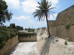 A portion of the Crusader walls and moat, as they exist today. In 1251, Louis IX fortified the city. The French king ordered the construction of high walls (parts of which are still standing) and a deep moat.