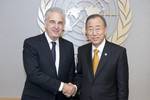 Secretary-General Ban Ki-moon (right) meets with Mr. Michel Kazatchkine, Executive Director of the Global Fund