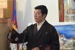 The De Facto Prime Minister of the Tibetan people, Dr. Lobsang Sangay delivering his speech during the special opening ceremony of his Tibet Policy Institute would help his administration in framing policies for the next fifty years being held in Dharamshala, H.P, India, on 15th February 2012.