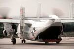 A C-2A taxis prior to takeoff on a flight to USS John F. Kennedy (CV-67) in Feb 1984. This was the first Greyhound delivered in 1966