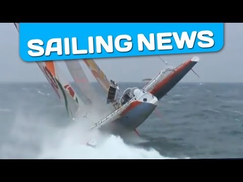 Thomas Coville almost capsized on his trimaran Sodebo