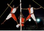 India Boys practice ring jump on the Olympic Circus at Kolkata in Eastern India City