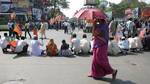 India Political Party BJP Supporters Road Block to protest against the Goverment at Hazara in Kolkata on Wednesday 21 February 2012 in Eastern India City