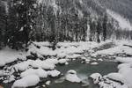 A view of snow covered mountains where three soldiers buried alive under snow avalanches at Sonmarg on Thursday 23, February 2012. At least 21 soldiers were buried under snow avalanches at two different places in the Jammu and Kashmir overnight.