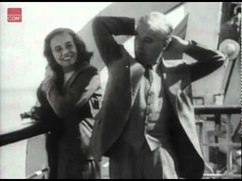 Charlie Chaplin and Paulette Goddard on board ship