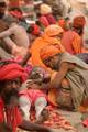 Indian Sadhu, or Hindu holy rest at a temporary camp at Babughat in Kolkata on 30 December 2011. Thousands of Hindu pilgrims taka holy dip at Gangasagar, hoping to wash away sins and others to secure a fine spouse, in a sun-worshipping tradition older than Hinduism itself in Eastern India City