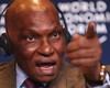 Abdoulaye Wade, President of Senegal, makes a point during the session 'Riding the Next Democratic Wave' at the Annual Meeting 2004 of the World Economic Forum in Davos, Switzerland, January 23, 2004.