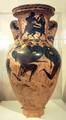 Name vase by the Nessos Painter. The scene on the neck shows Heracles stabbing Nessos. The scene on the belly shows events associated with Perseus. C. 620/610 BC, now in the Athens National Archaeological Museum