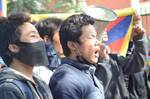 Tibetans in exile during a mass protest to against Chinese rule after 24 self-immolations called more freedom for their homeland, New Delhi, the capital of India, 08th February, 2012.