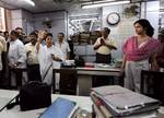 India West Bengal Chief Minister Mamata Banerjee meet the Goverment Employees at Writers Building during the General Strike called by Eleven Central Trade Unions against the anti people economic polices of the Union Goverment at Kolkata on Tuesday 28 February 2012 in Eastern India City