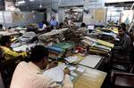 India Goverment Employee work at Writers Building during the General Strike called by Eleven Central Trade Unions against the anti people economic polices of the Union Goverment at Kolkata on Tuesday 28 February 2012 in Eastern India City