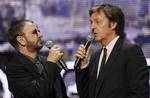 The Beatles band members Ringo Starr, left, and Paul McCartney are seen at the launch of The Beatles Rockband Xbox game at the Microsoft Xbox 360 E3 Expo on Monday, June 1, 2009, in Los Angeles.