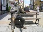 The Good Soldier Schweik figure in the centre of 3 Maja Street in Sanok