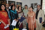 The Union Minister for Information and Broadcasting, Smt. Ambika Soni with the Jury Members for the 59th National Film Awards, Ms. Rohini Hattangady, Feature Film Jury (Central Panel), Shri Ramesh Sharma, Non-feature film Jury and Ms. Vijaya Mulay, Best Writing on Cinema Jury, in New Delhi on March 07, 2012.