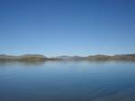 Lake Laberge in August 2010; picture taken from campground. Lake Laberge is a widening of the Yukon River north of Whitehorse, Yukon in Canada.